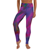 Watercolor Splashes Pattern Yoga Leggings with Raised Waistband