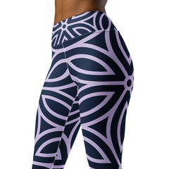 Premium Yoga Leggings With Blue Abstract Pattern
