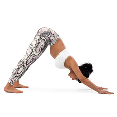 Premium Raised Waistband Yoga Leggings With Snake Pattern