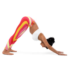 Premium Raised waistband Yoga Leggings With Yellow Sunny Flower Pattern