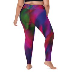 Watercolor Splashes Pattern Yoga Leggings with Raised Waistband