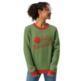Knitted crew neck sweater with Feliz Navidad Graphic