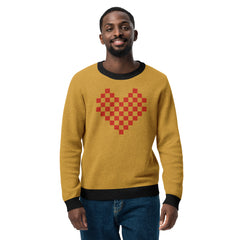 Knitted crew neck sweater with Pixel Heart Graphic