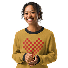 Knitted crew neck sweater with Pixel Heart Graphic