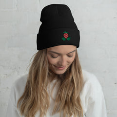 Unisex Strawberry Cuffed Beanie: Hypoallergenic Turbo Acrylic