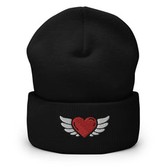 Unisex Heart Angel Cuffed Beanie: Hypoallergenic Turbo Acrylic