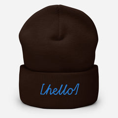 Unisex Hello Cuffed Beanie: Hypoallergenic Turbo Acrylic