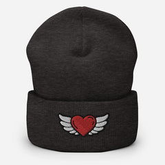 Unisex Heart Angel Cuffed Beanie: Hypoallergenic Turbo Acrylic
