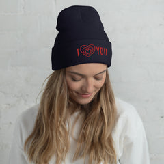 I Love you Embroidered Cuffed Beanie