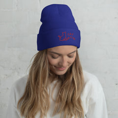 Cat Mom Embroidered Cuffed Beanie