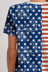 American Flag Printed V-Neck Short Sleeve T-Shirt