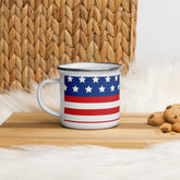 Patriotic Star and Stripe Printed 12oz Enamel Mug