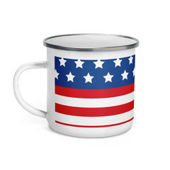 Patriotic Star and Stripe Printed 12oz Enamel Mug