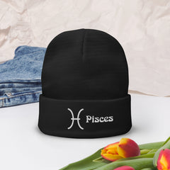 Pisces Zodiac Embroidered Beanie - Astrology-Inspired