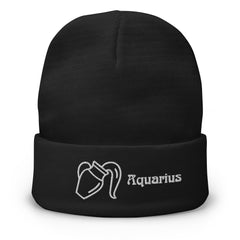 Aquarius Zodiac Embroidered Beanie - Astrology-Inspired