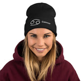 Cancer Zodiac Embroidered Beanie - Astrology-Inspired