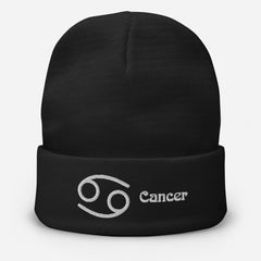 Cancer Zodiac Embroidered Beanie - Astrology-Inspired