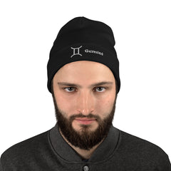 Gemini Zodiac Embroidered Beanie - Astrology-Inspired