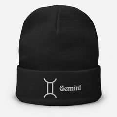 Gemini Zodiac Embroidered Beanie - Astrology-Inspired