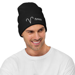 Aries Zodiac Embroidered Beanie - Astrology-Inspired