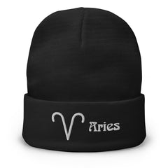 Aries Zodiac Embroidered Beanie - Astrology-Inspired