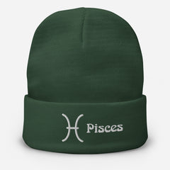 Pisces Zodiac Embroidered Beanie - Astrology-Inspired
