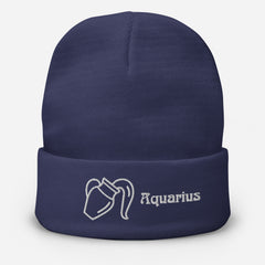 Aquarius Zodiac Embroidered Beanie - Astrology-Inspired