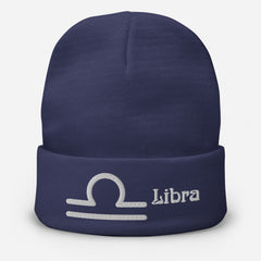 Libra Zodiac Embroidered Beanie - Astrology-Inspired