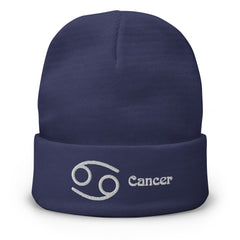 Cancer Zodiac Embroidered Beanie - Astrology-Inspired