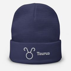 Taurus Zodiac Embroidered Beanie - Astrology-Inspired