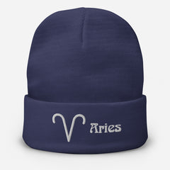 Aries Zodiac Embroidered Beanie - Astrology-Inspired