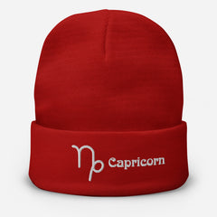 Capricorn Zodiac Embroidered Beanie - Astrology-Inspired