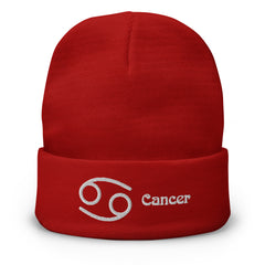Cancer Zodiac Embroidered Beanie - Astrology-Inspired