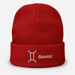 Gemini Zodiac Embroidered Beanie - Astrology-Inspired