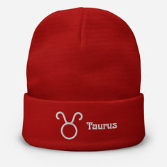 Taurus Zodiac Embroidered Beanie - Astrology-Inspired