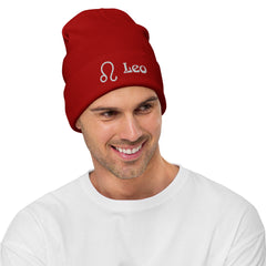 Embroidered Beanie With Leo Zodiac Sign