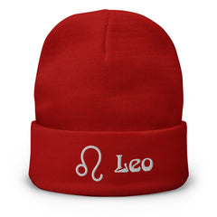 Embroidered Beanie With Leo Zodiac Sign