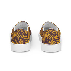 Brown Abstract Pattern Men’s Slip-On Canvas Shoes