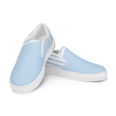 Men’s Nautical Sailor Light Blue Slip-On Canvas Shoes with Classic White Striped Heel