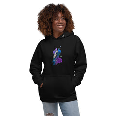 Premium Unisex Hoodie - peacock with a purple rose and 100% Cotton