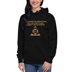 Unisex premium Hoodie with a Inner Peace Buddha phrase