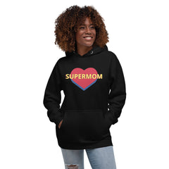 Unisex premium Hoodie with a super mom heart graphic