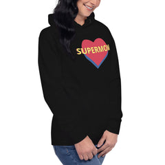 Unisex premium Hoodie with a super mom heart graphic