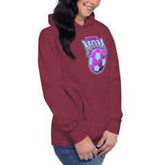 Unisex Premium Hoodie featuring a vibrant soccer mom graphic