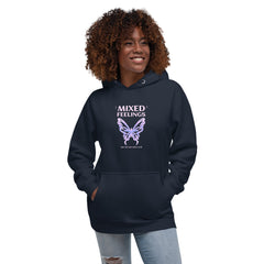 Premium Unisex Hoodie - ‘Mixed Feelings’ Slogan - Y2K Butterfly