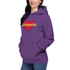 Unisex premium Hoodie with a super mom heart graphic