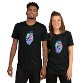 Colibri with Flower Graphic - Comfortable and Durable Unisex Tri-Blend T-Shirt