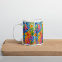 Watercolor Cat Ceramic Mug Artistic Floral Design