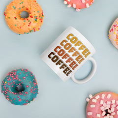 Coffee Lover’s Ceramic Mug with Repeated Print