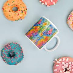 Watercolor Cat Ceramic Mug Artistic Floral Design